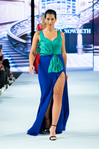 Versatile - Cobalt Blue and Green Maxi Dress