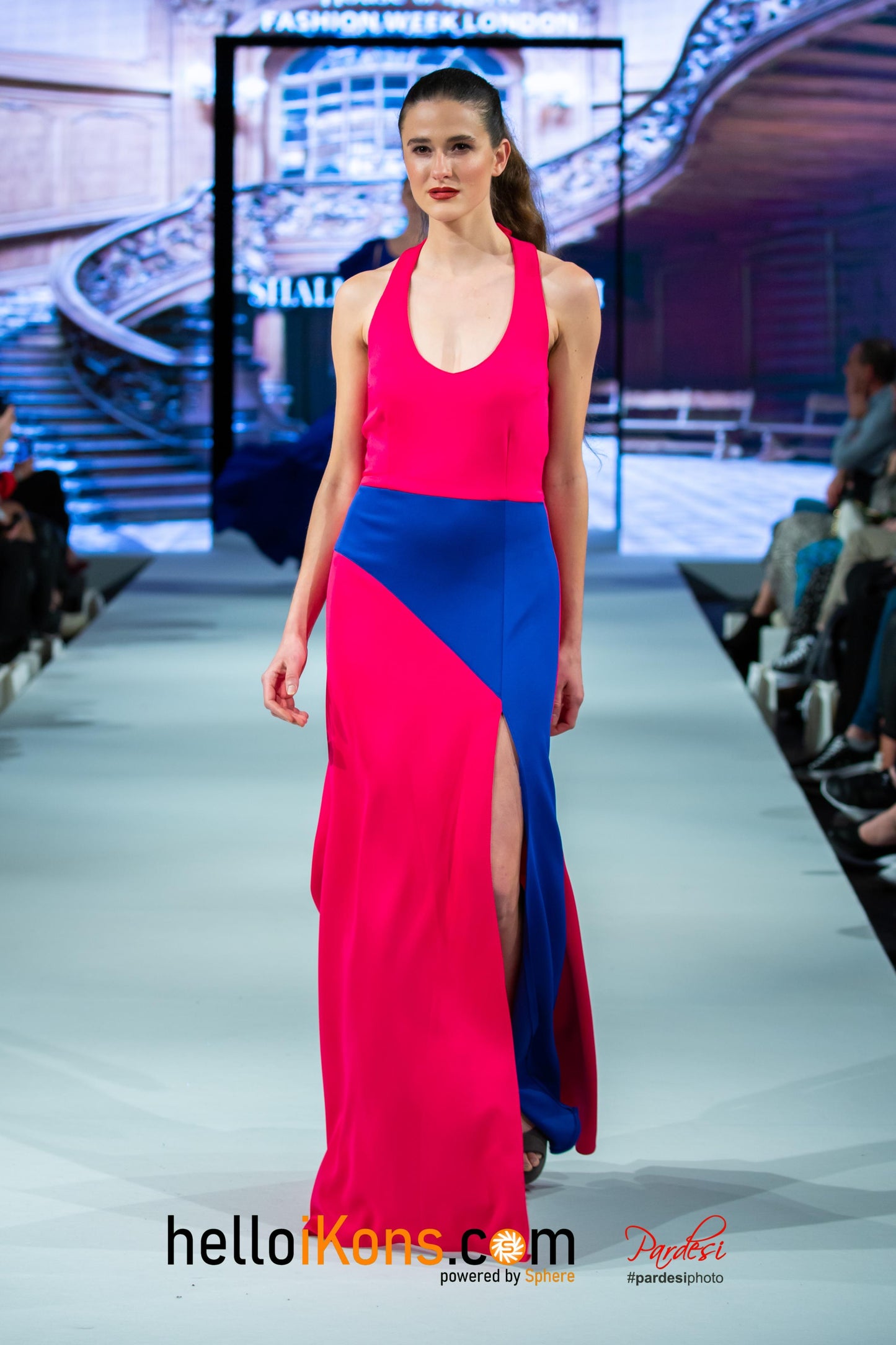 Empathetic -Cobalt Blue and Fuschia Maxi Dress