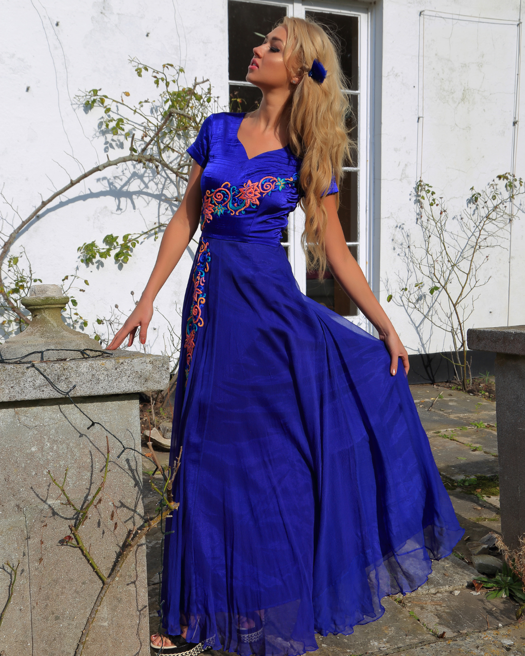 Aurelia - Maxi fit and flare Blue dress