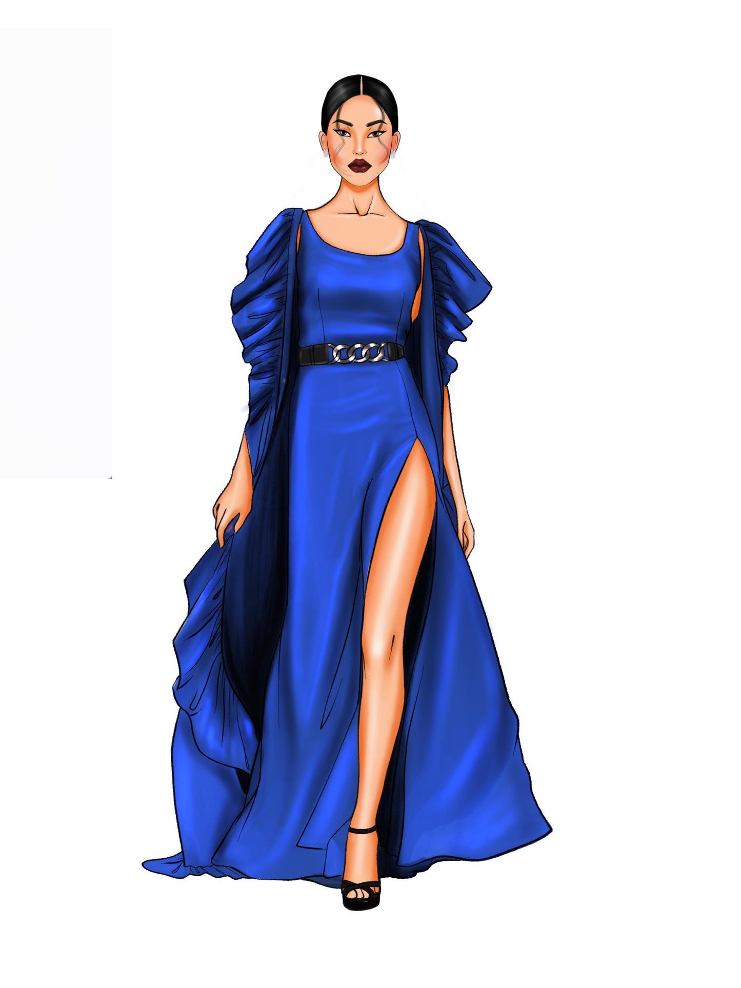 Goddess - Royal Blue Maxi Dress and Cape