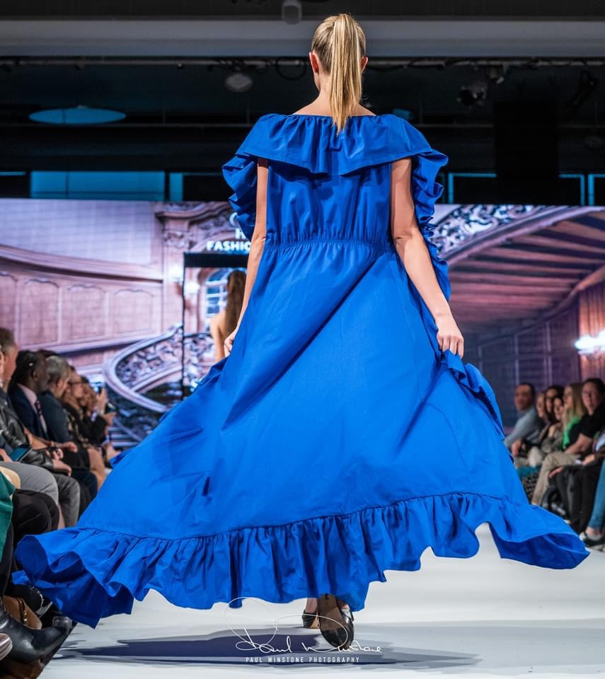 on the runway maxi dress royal blue Elegant Blue Halter Chiffon Bridesmaid Dress with Bow Belt