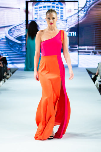 Diva - Orange and Fuchsia Maxi Dress