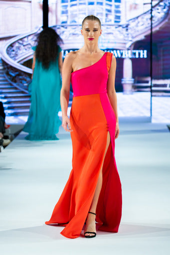 Diva - Orange and Fuchsia Maxi Dress