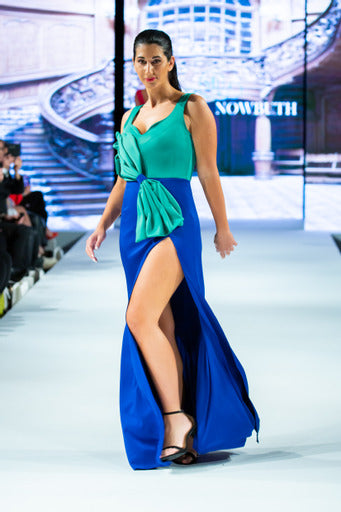 Versatile - Cobalt Blue and Green Maxi Dress