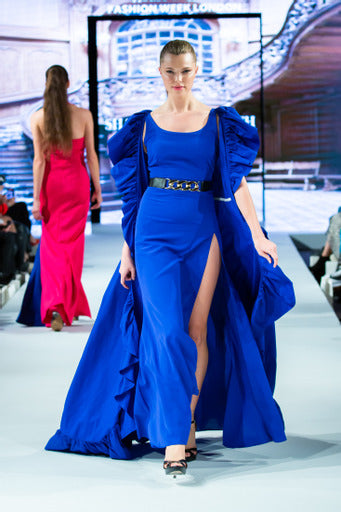 Goddess - Royal Blue Maxi Dress and Cape